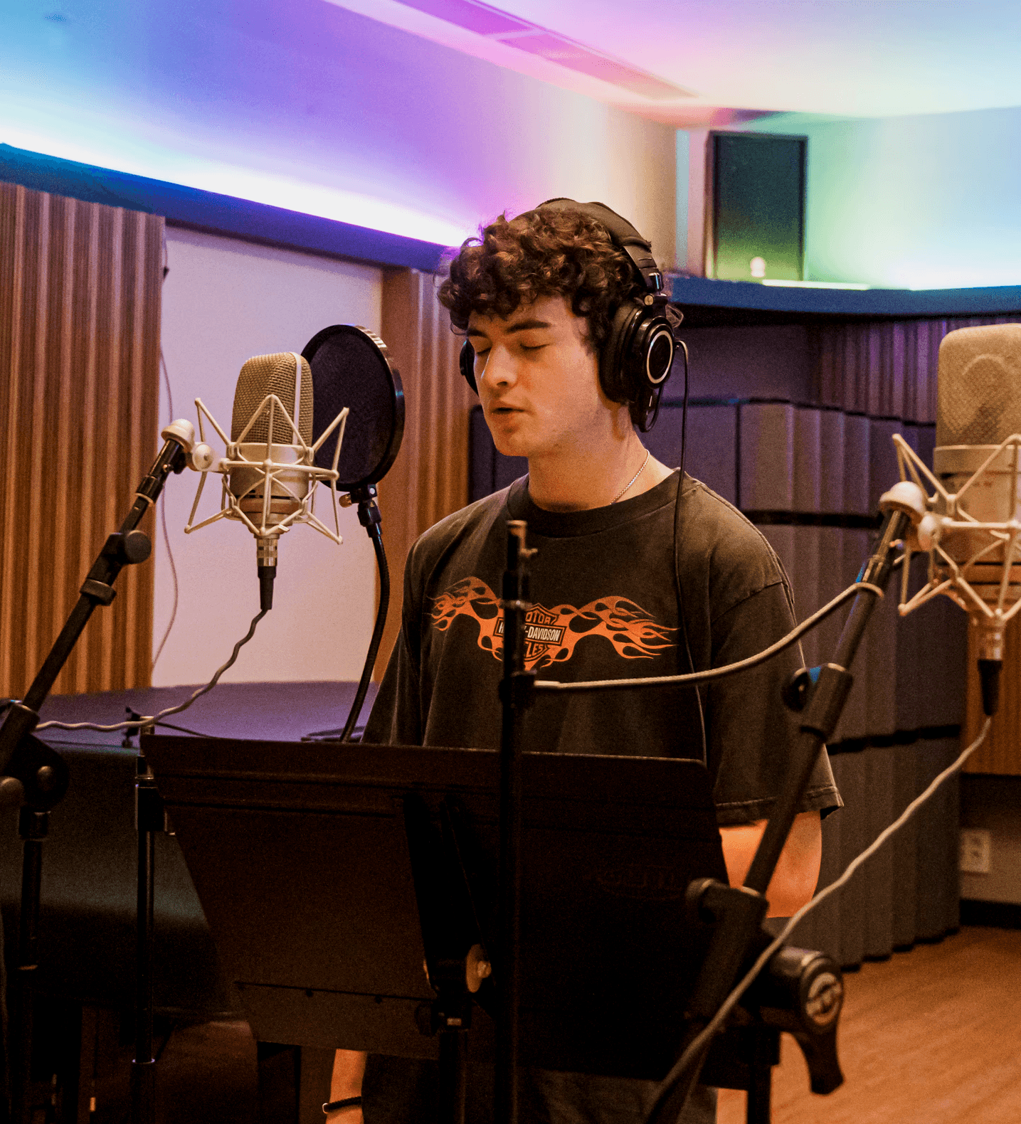 Jake Kimmel in recording studio at Berklee