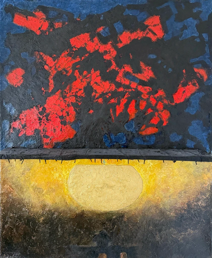 Imminent Danger, 2023. Mixed media on canvas. by Barbara Walker.