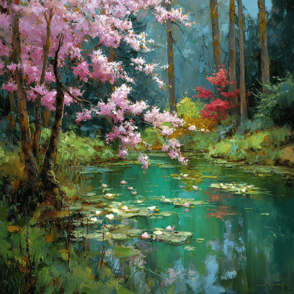 oil painting of spring and blossoms
