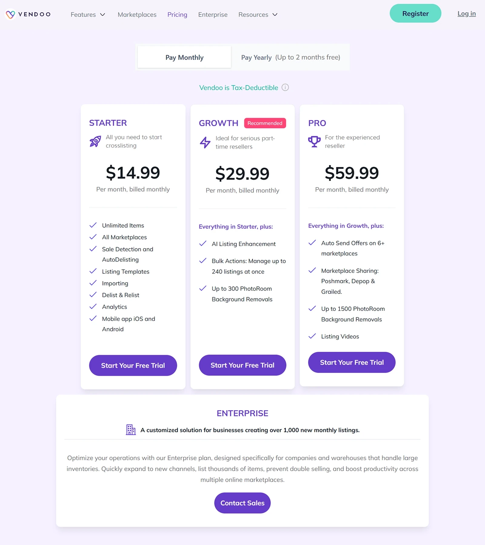 Vendoo's Pricing Overview