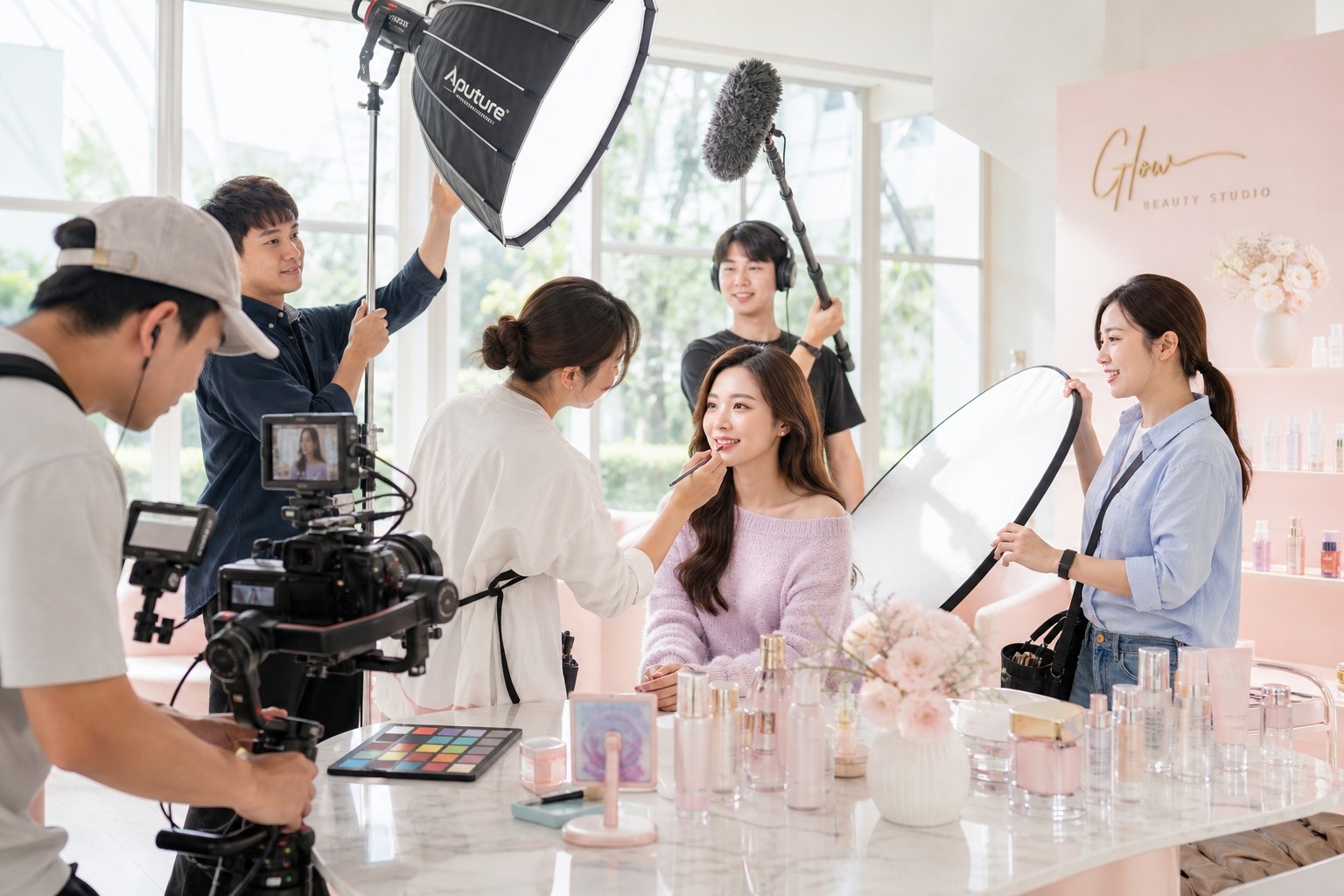 香港美容短片製作與品牌故事推廣場景（Hong Kong beauty short film production and brand storytelling scene）