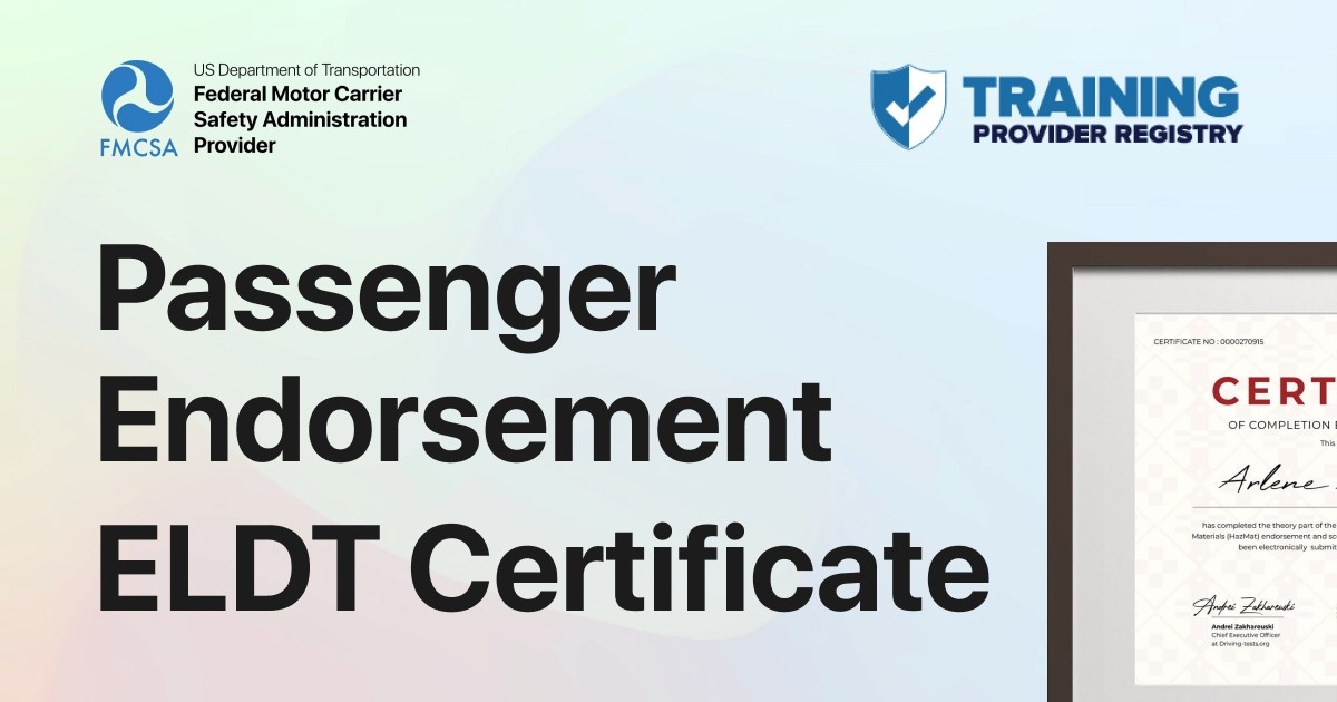 Passenger Endorsement ELDT Certificate ELDT Plus