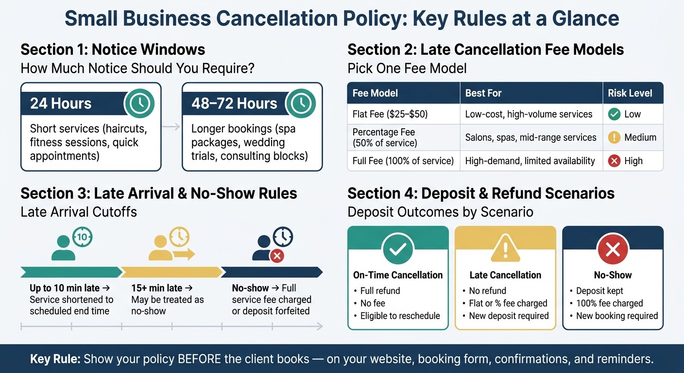 Small Business Cancellation Policy: Fee Models & Notice Windows at a Glance