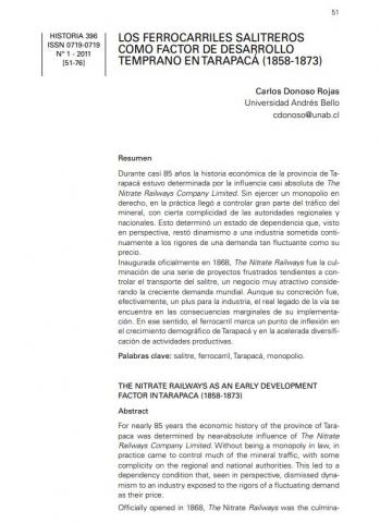 Los ferrocarriles salitreros como factor de desarrollo temprano en Tarapacá (1858-1873)