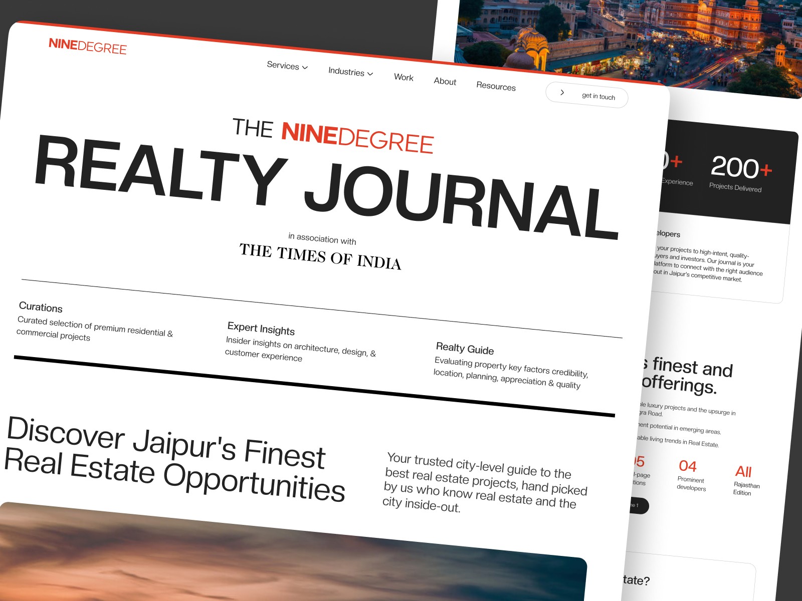 Nine Degree webflow website design preview shots