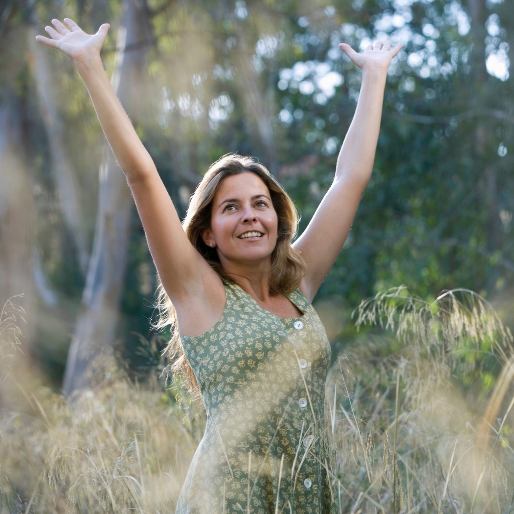 woman arms raised