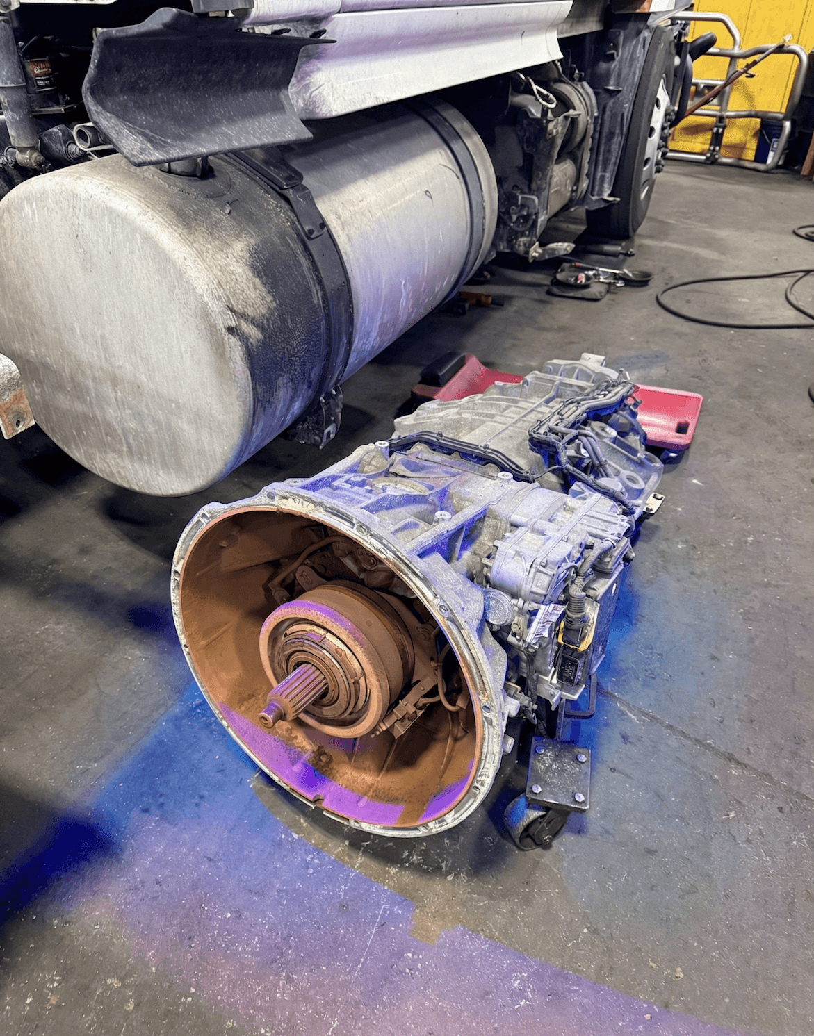 Mechanic checking engine