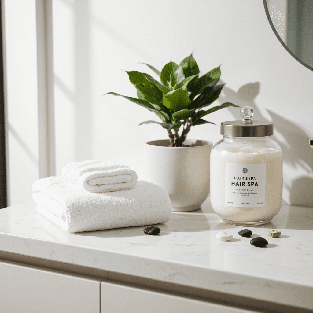 product photography of jar of hair spa