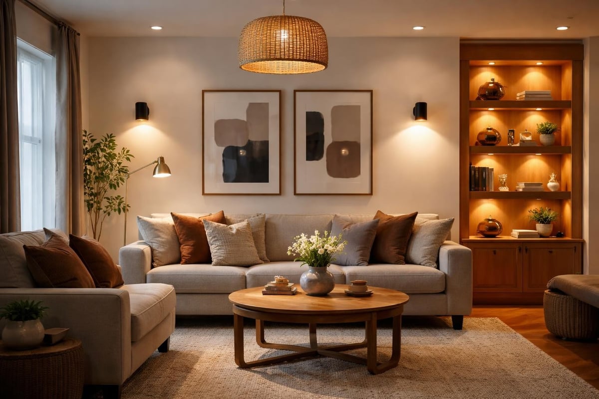 Lighting strategy for staged living rooms
