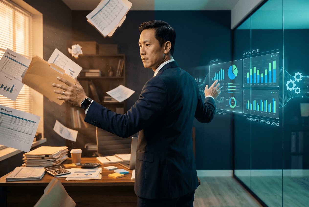 Homem organizando seus dados