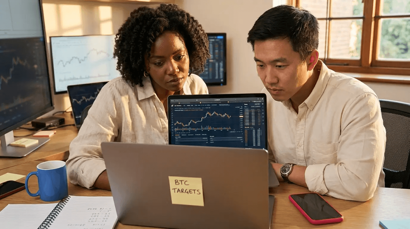  Two people analyzing financial market charts - What is Onchain