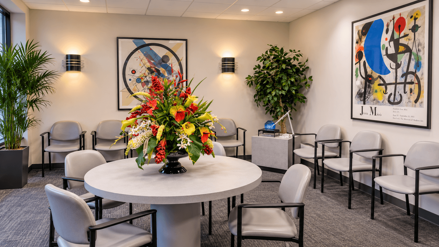 Inside the patient waiting room at the Retina Group of New York