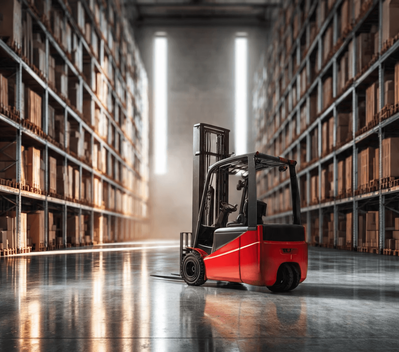 An electric car for logistics boxes are ready to ship
