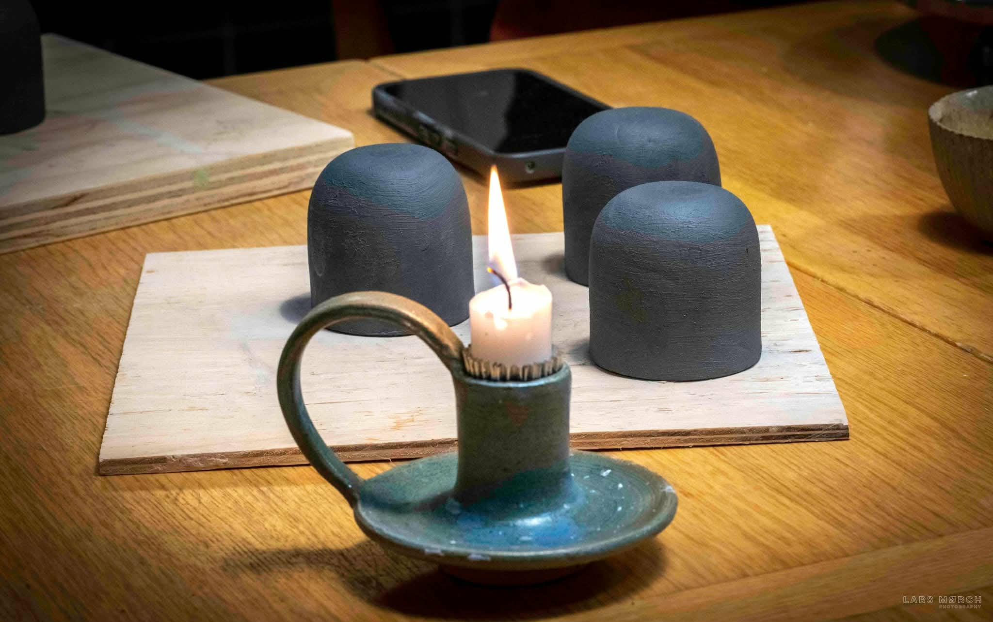 tree greenware cups shaped with the same casting form