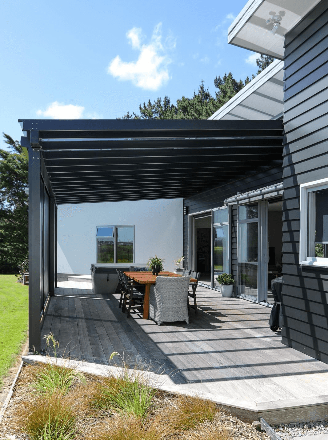 clearspan pergola patio area