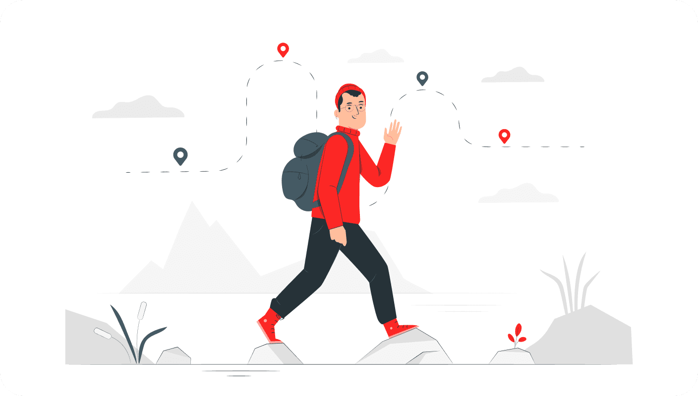 Illustration of person walking on a journey