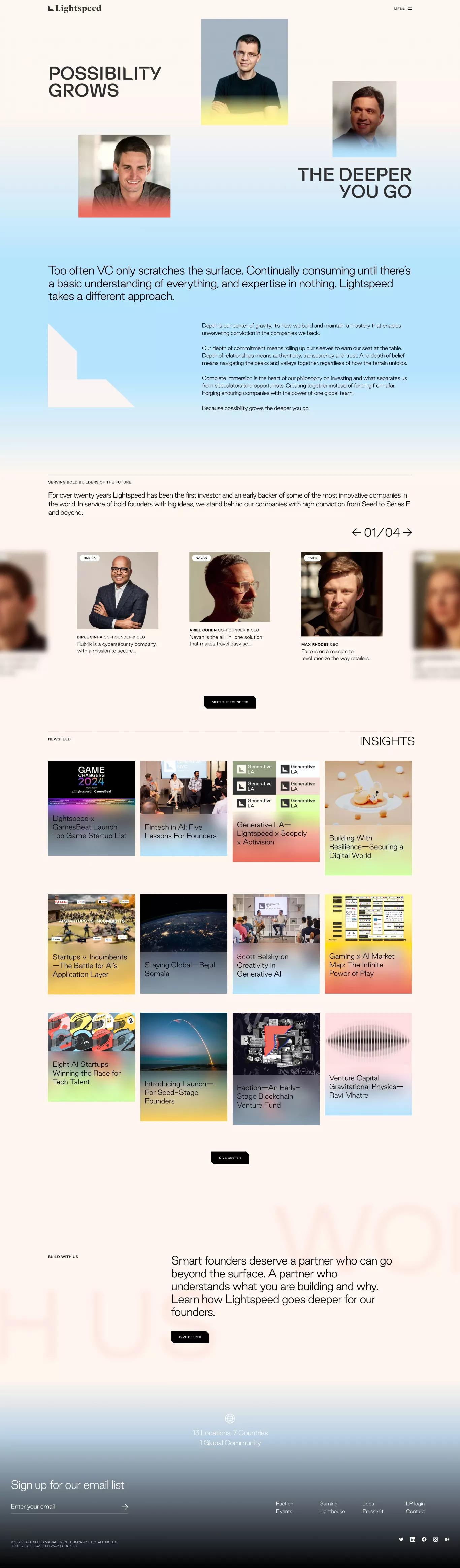 Lightspeed Venture Partners portfolio page screenshot showcasing Finance design