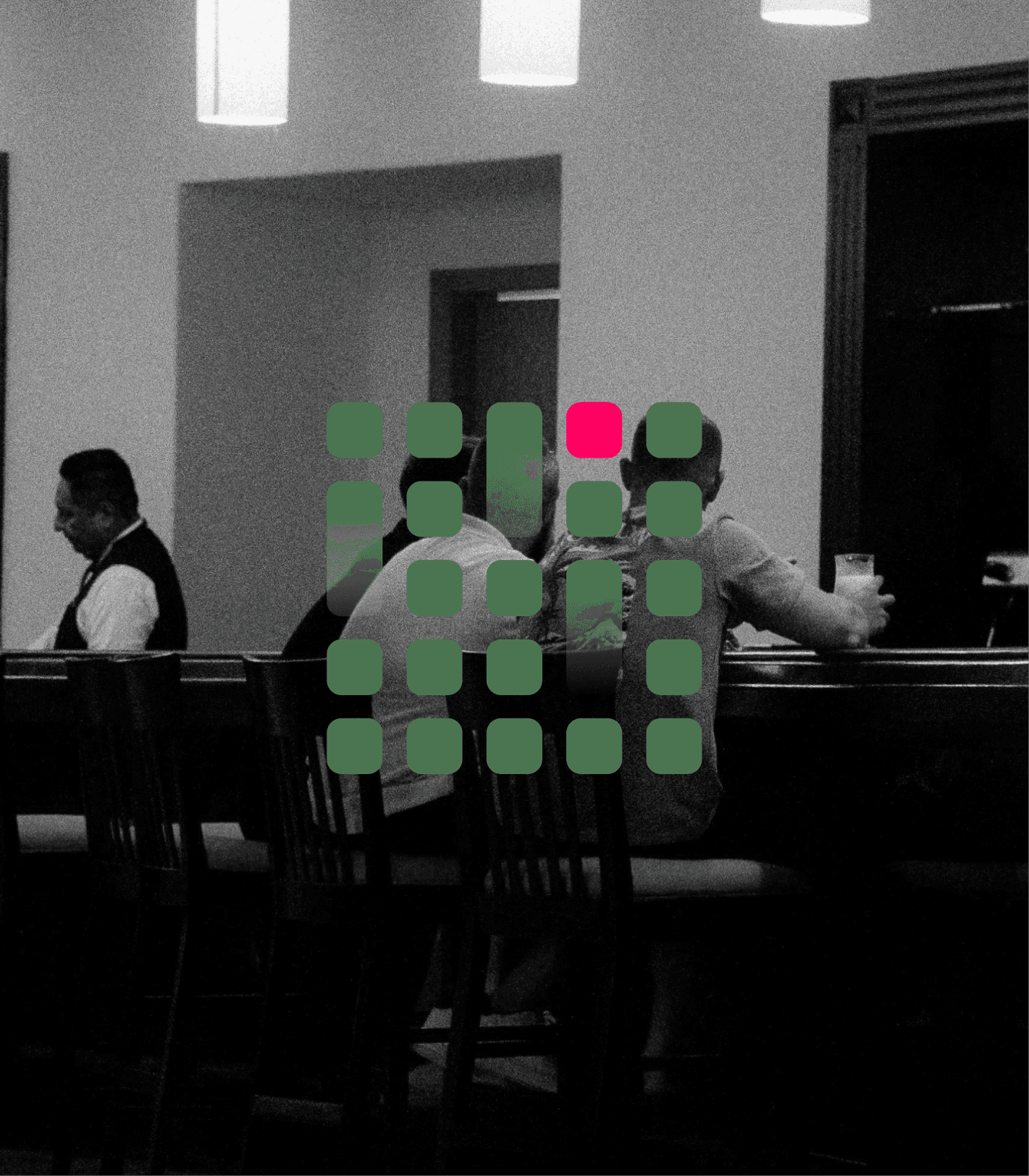 Friends discussing business at the bar