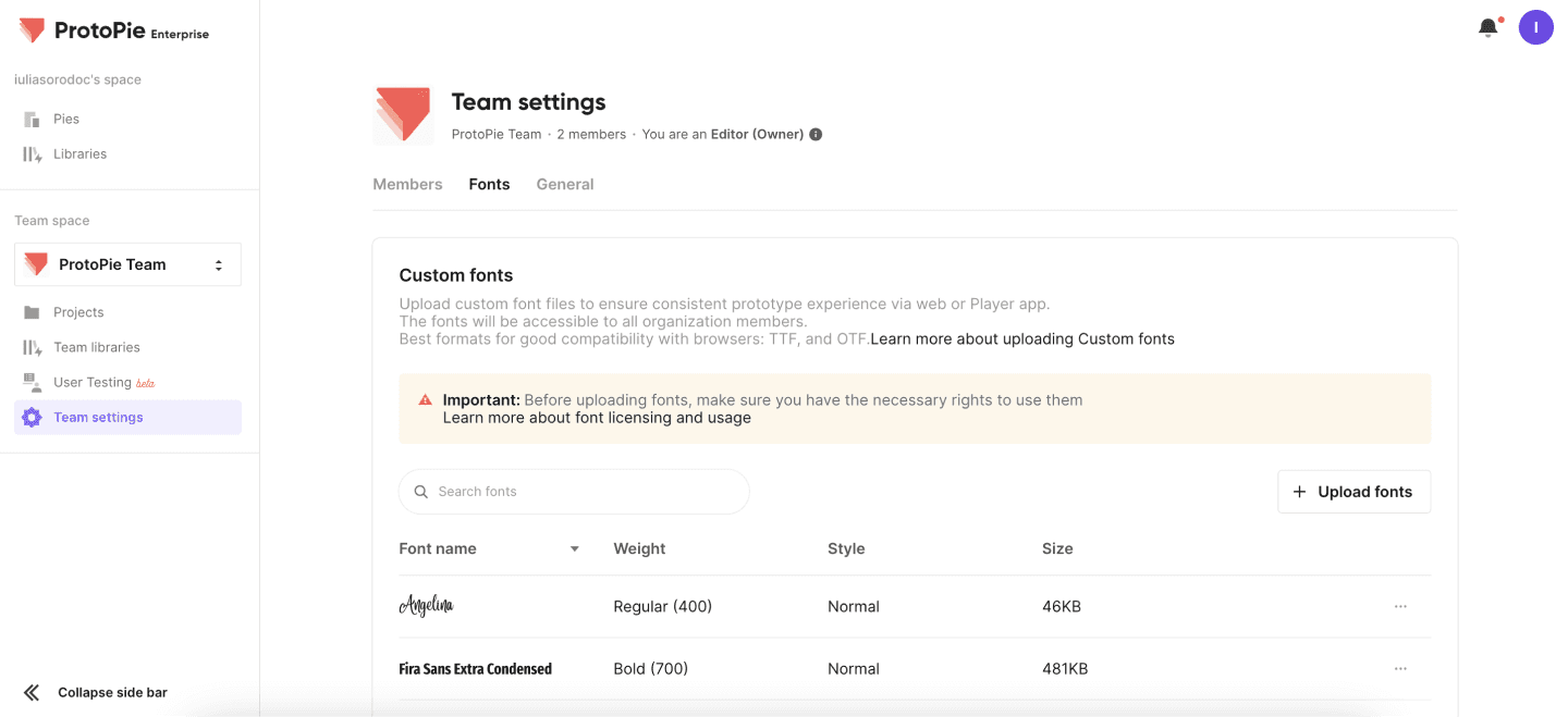 {'_type': 'localeString', 'en': 'team owner and the team admin can upload custom fonts'}