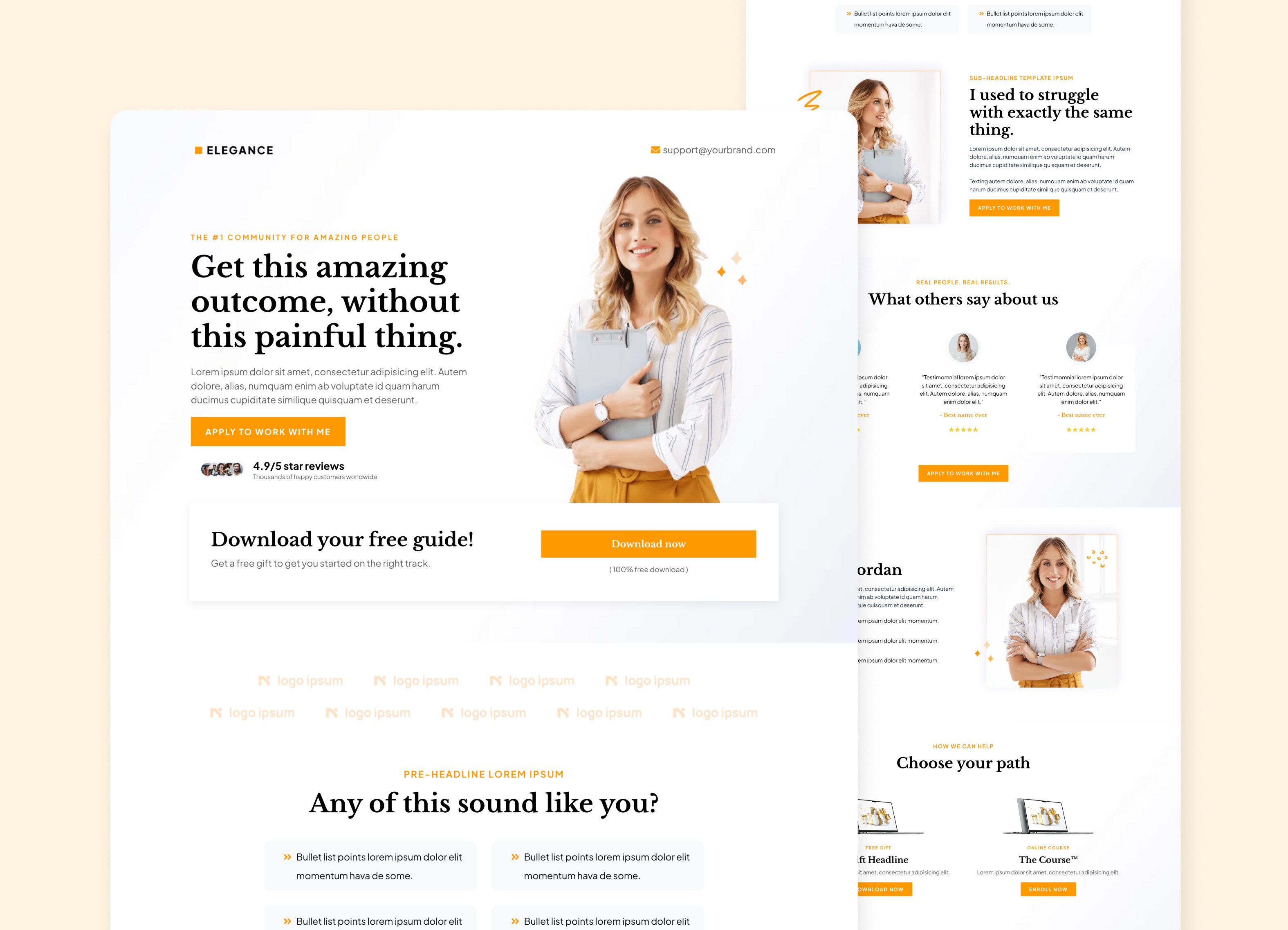 Visual mockup of the Inspire template