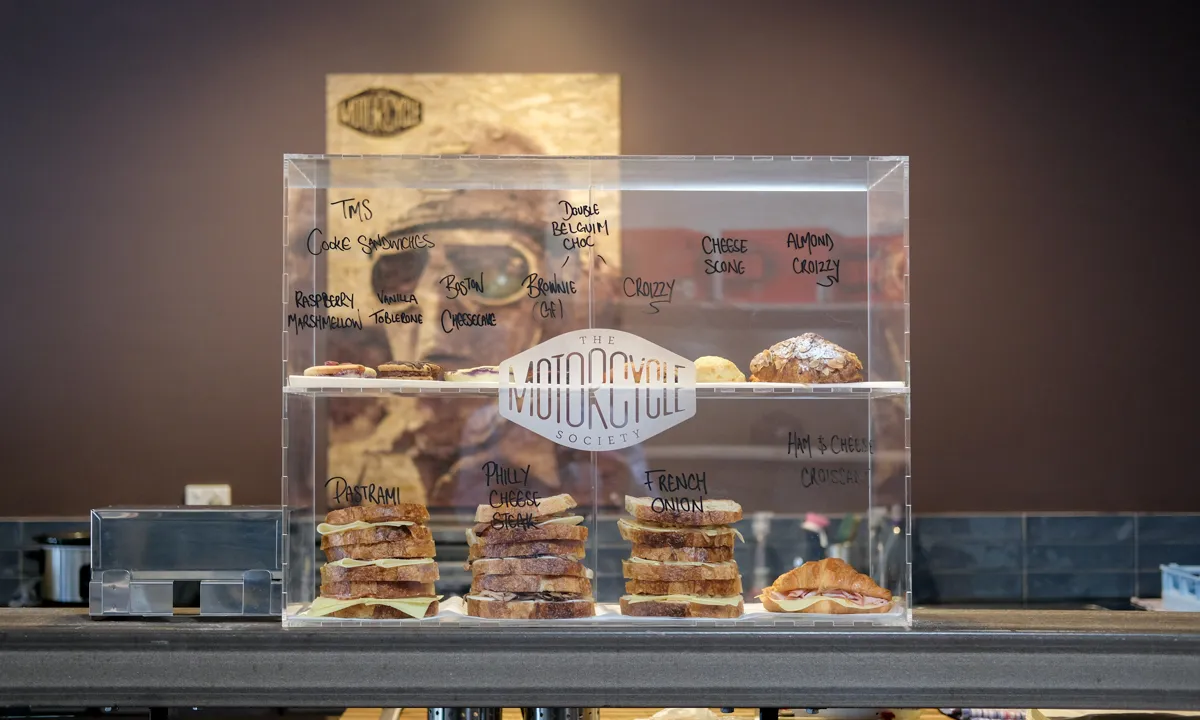 Food display with The Motorcycle Society Logo