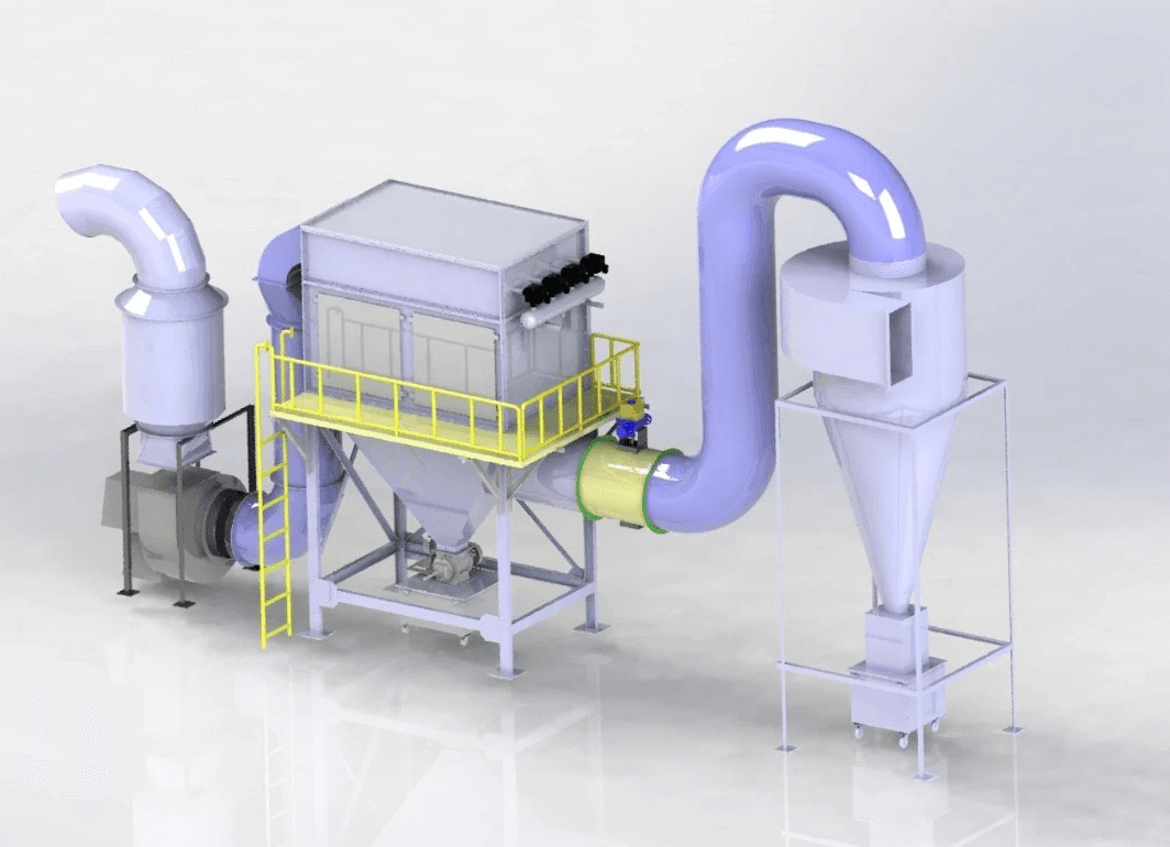 cyclone used as prefilter for baghouse dustcollector