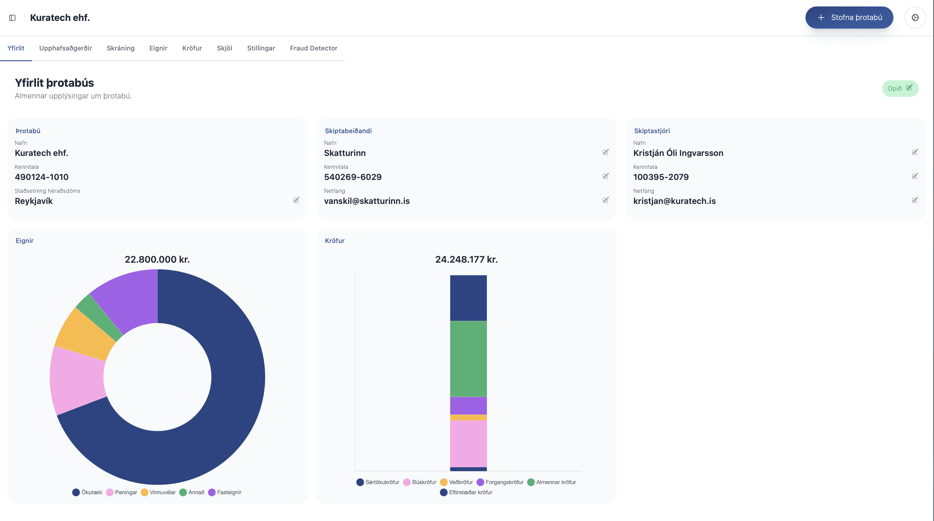 Business dashboard showing revenue, deals, customer list, growth chart, and new activity.