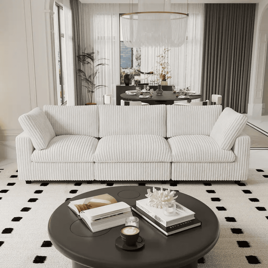 Product image for 3-Seat Oversized Modular Sectional Sofa Couch, Comfy Plush Sofa