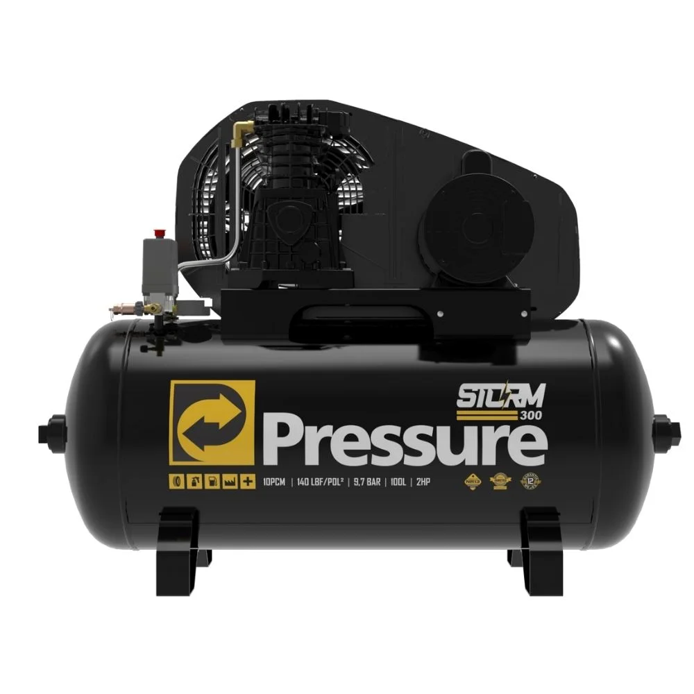 Compressor de Ar Storm 10/100 300 10 Pés 2HP 100 Litros 110/220V Monofásico - PRESSURE