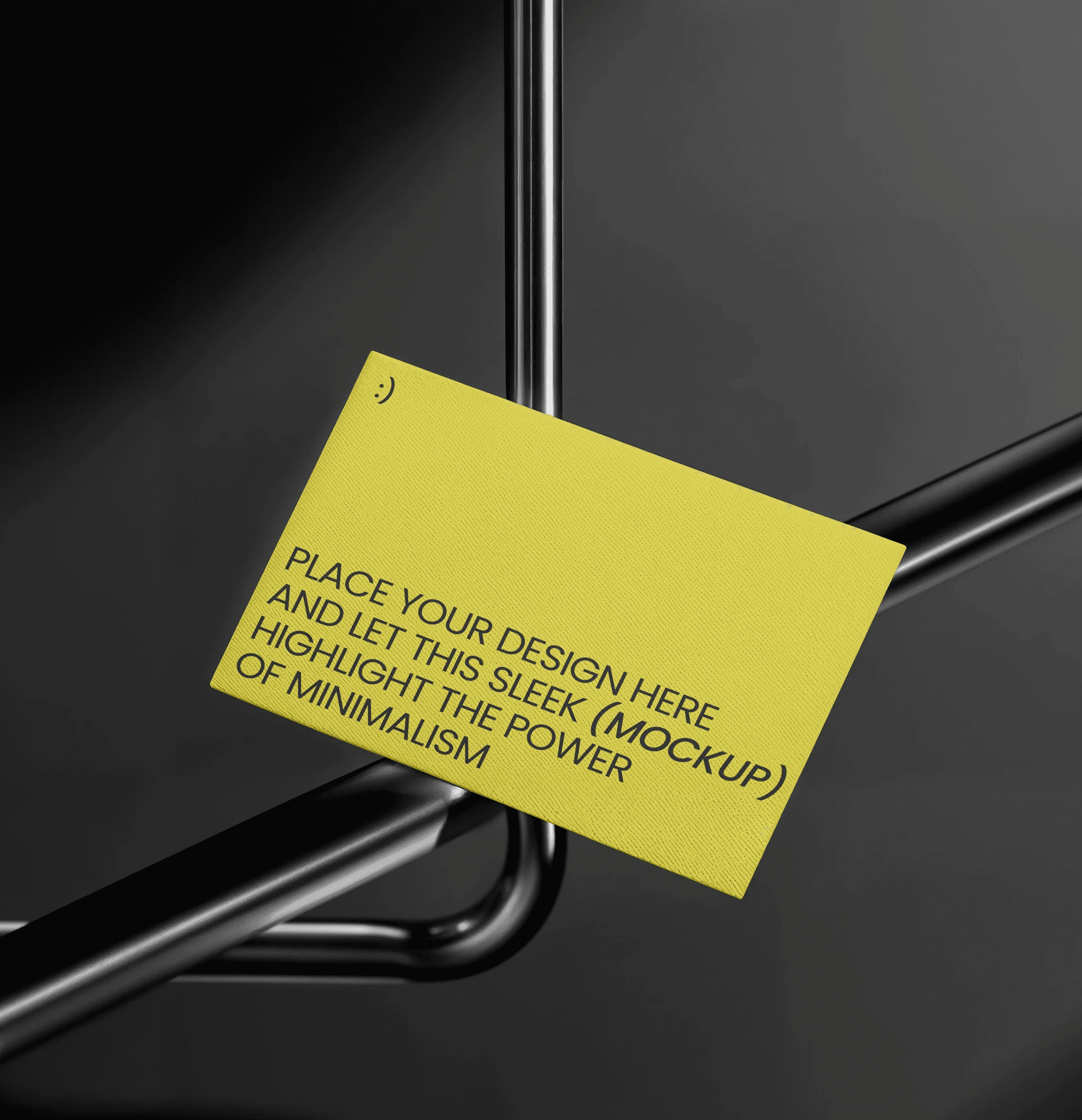 Minimalist branding mockup of a white business card with elegant typography resting on a dark, textured surface.