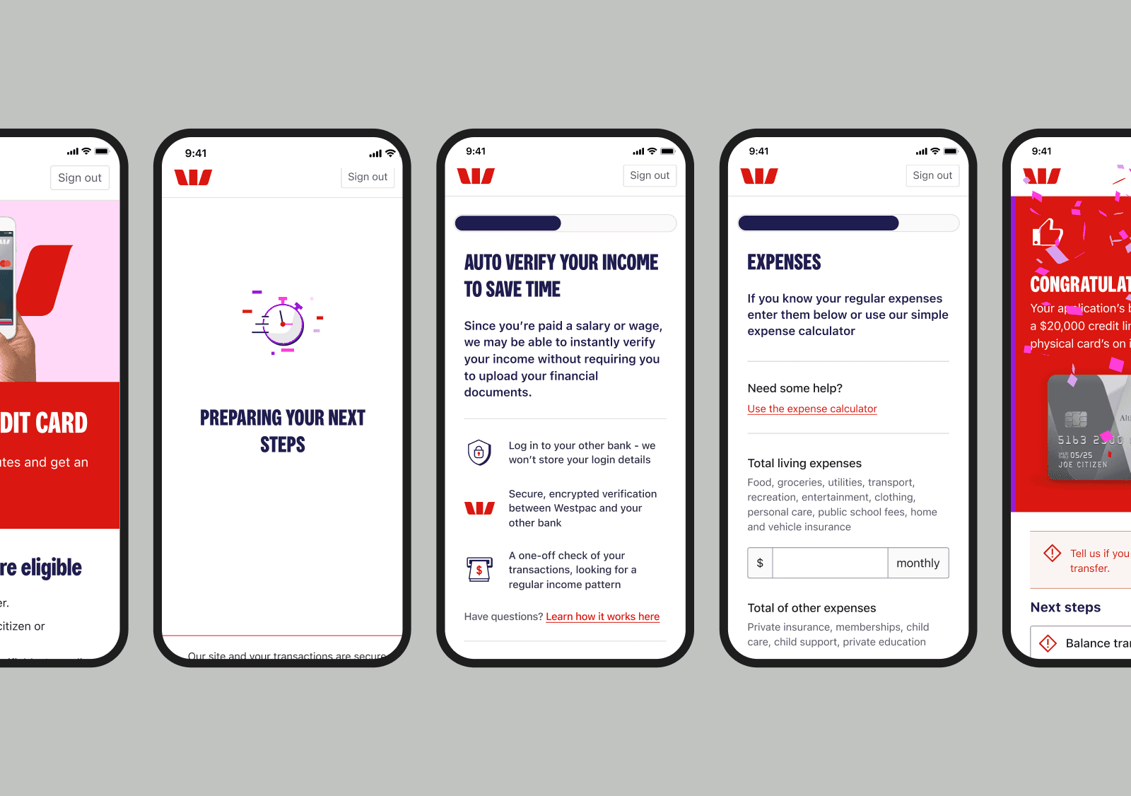 A collection of UI screens from application