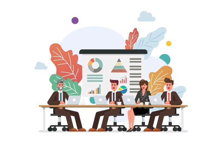 A visual representation of key positions on a board of directors including a board chair and vice chair.