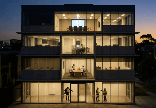 A person reviews organisational charts in a workplace setting