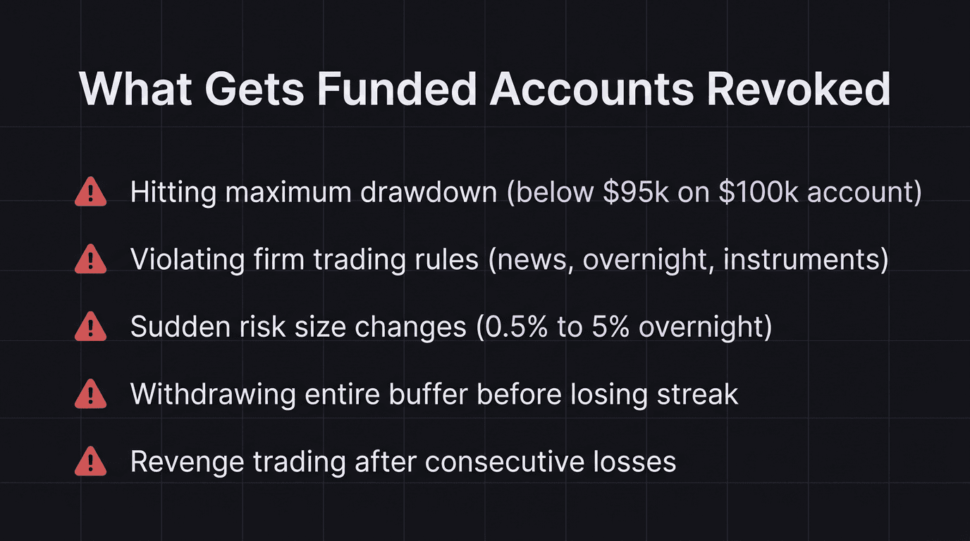 Checklist of funded account killers with warning markers