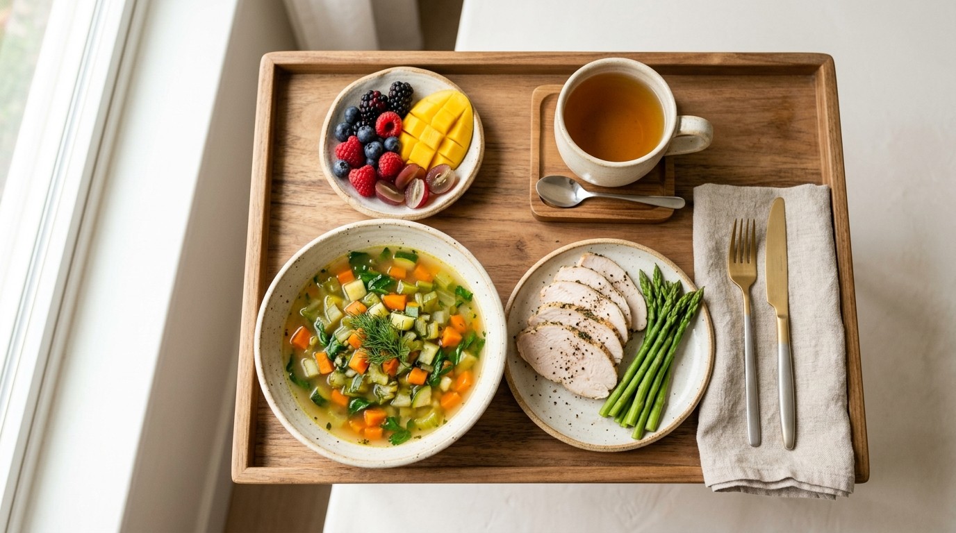 Post-surgical recovery meal, low-sodium, anti-inflammatory, high protein for wound healing