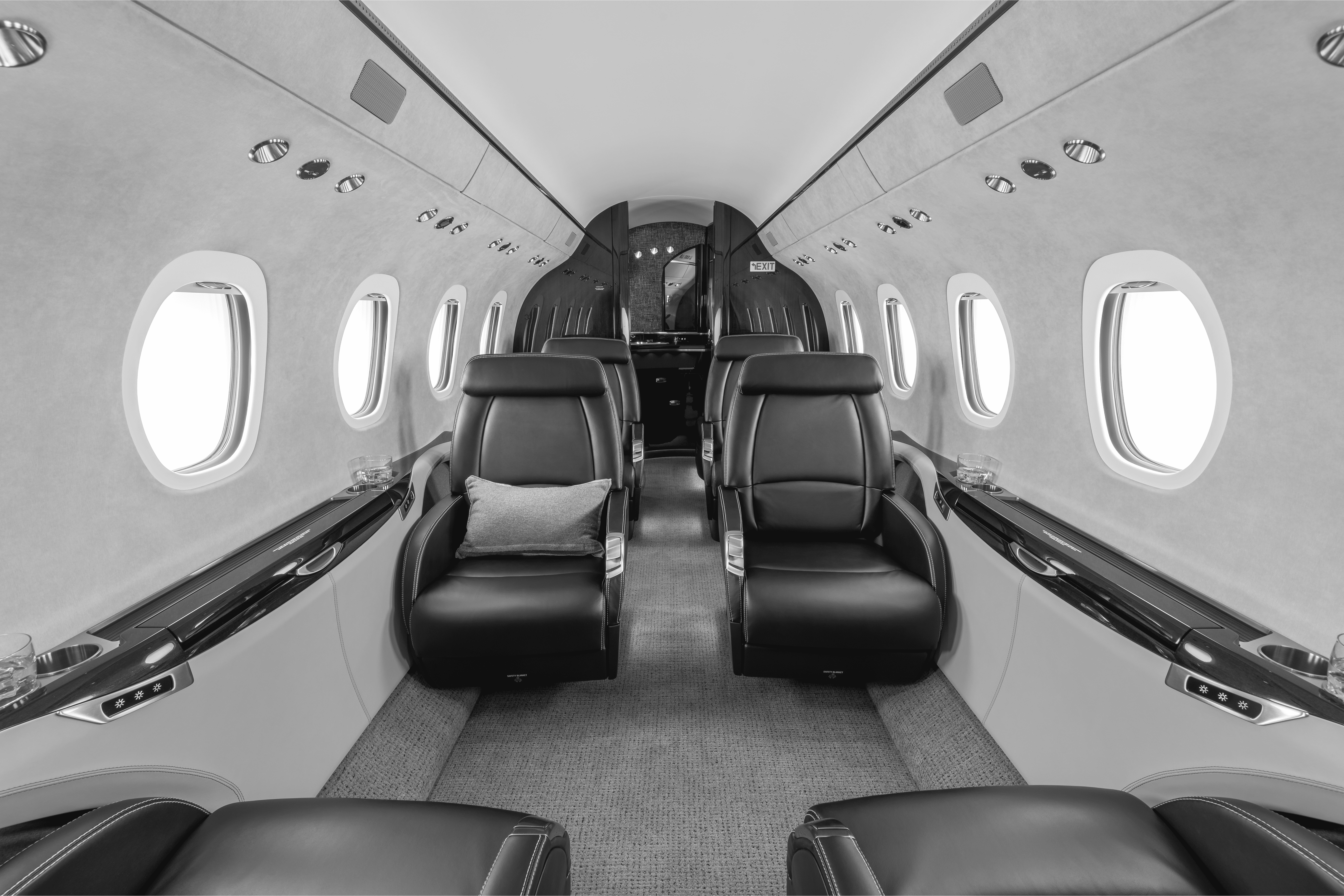 The view down a Citation Latitude Cabin 