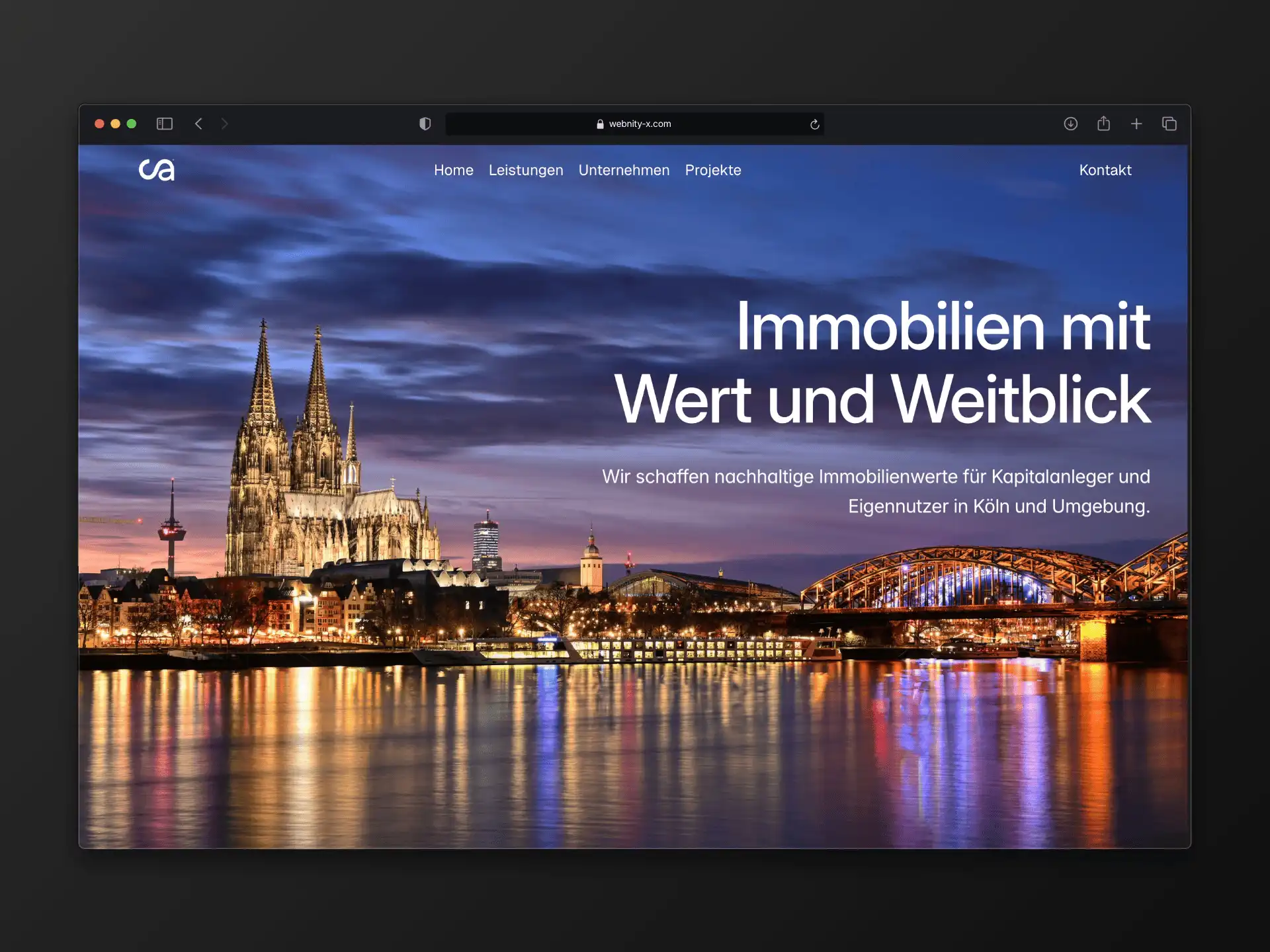 Screenshot einer Webseite von einem Immobilienkunden aus Köln Deutz