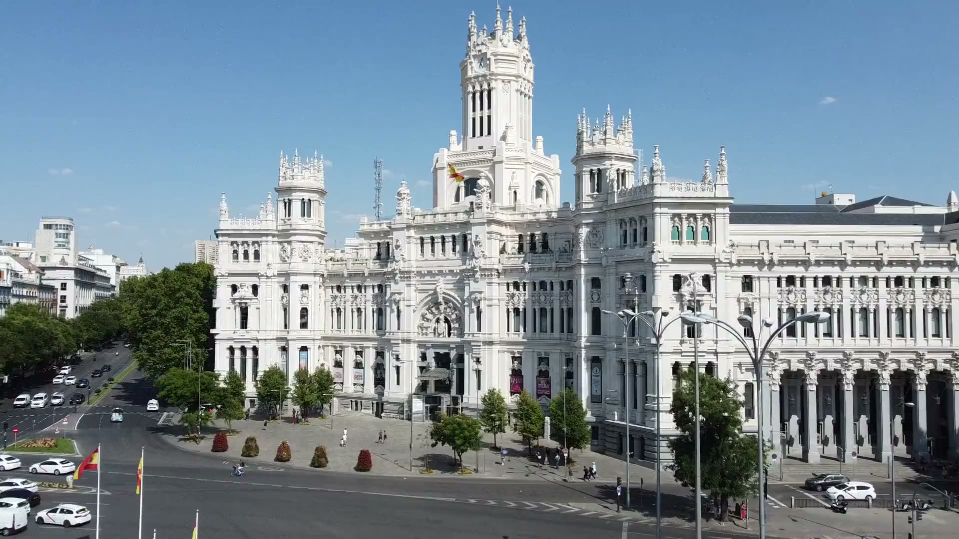 Aerial view of Madrid at the end of the day