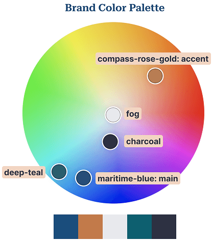 Sceenshot of brand color wheel and palette.