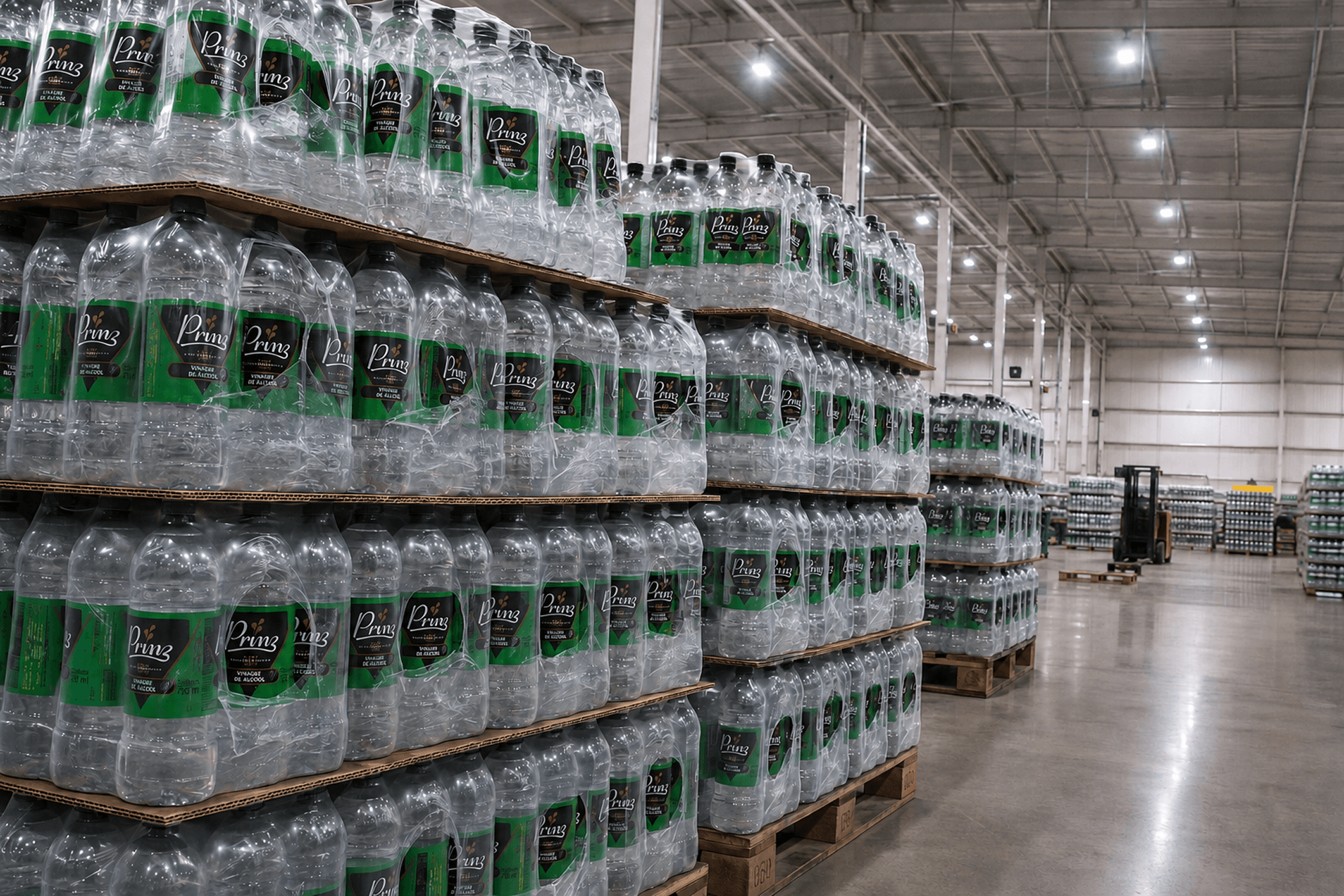 fardos de vinagre em pallets