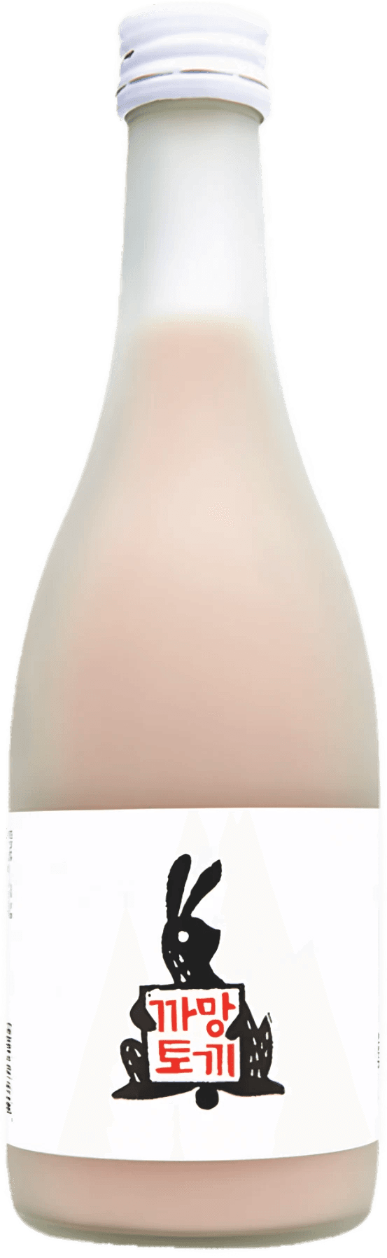 A bottle of Korean cloudy rice wine (makgeolli) with a white label featuring a black rabbit graphic and red Korean text.
Black Rabbit Makgeolli - Sulsaem - cultsool