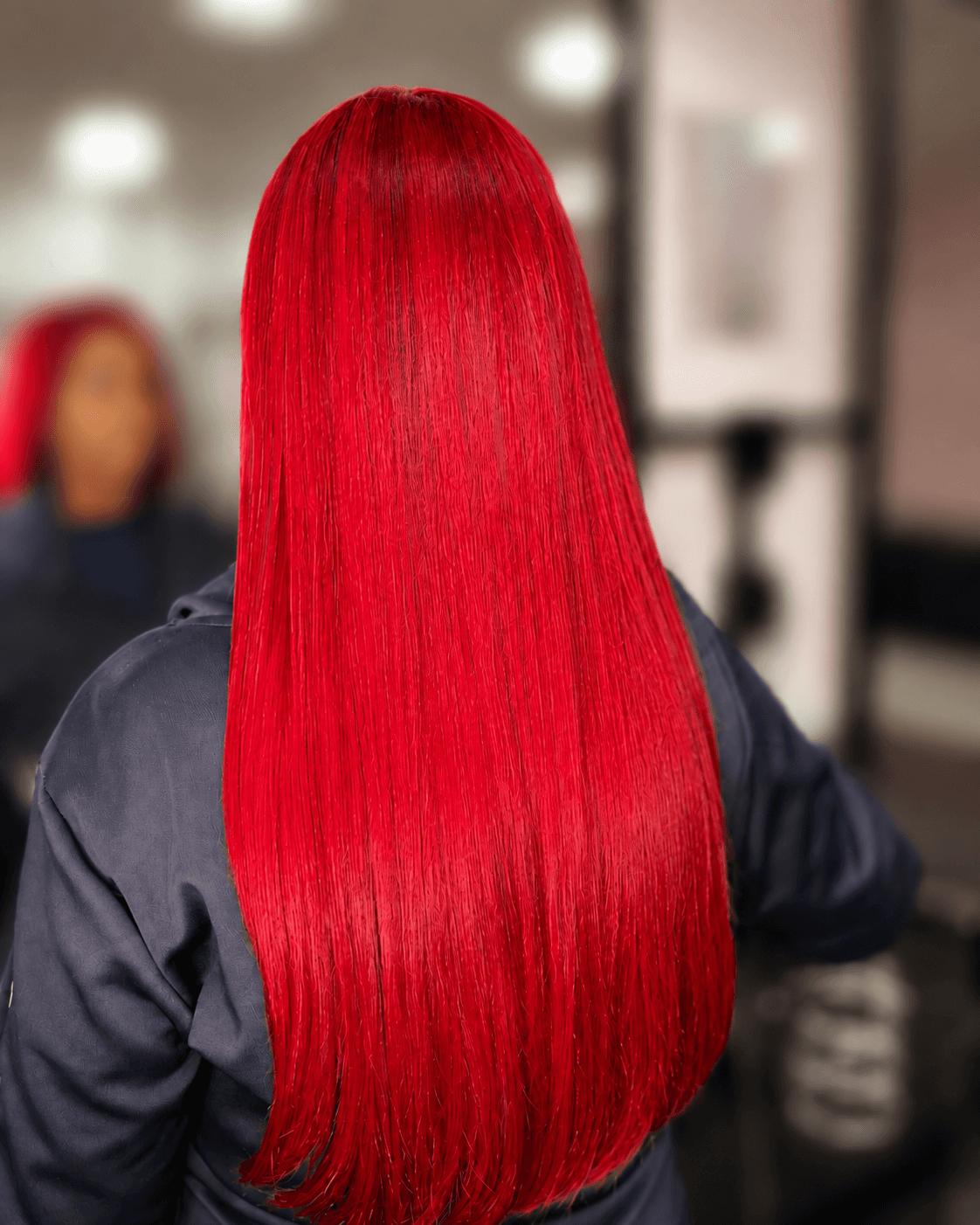 mega hair em cabelo vermelho