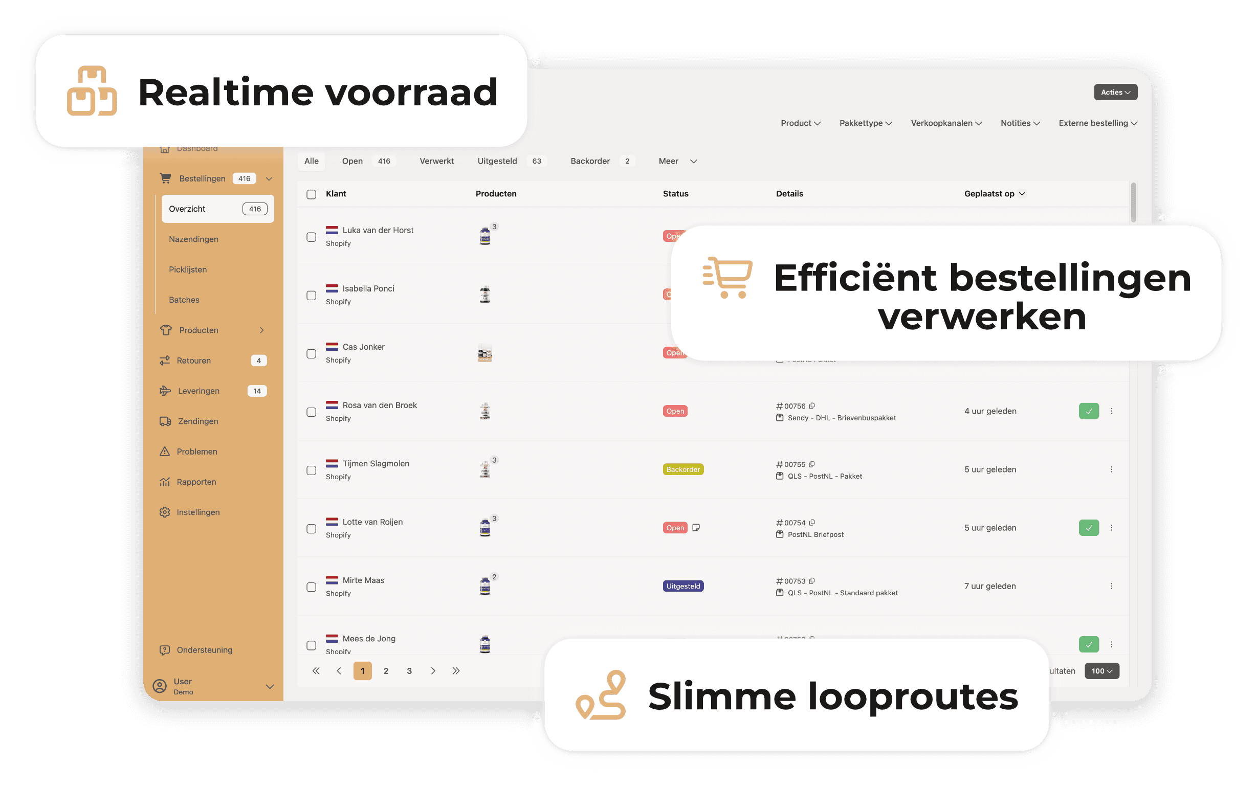 Screenshot of dashboard