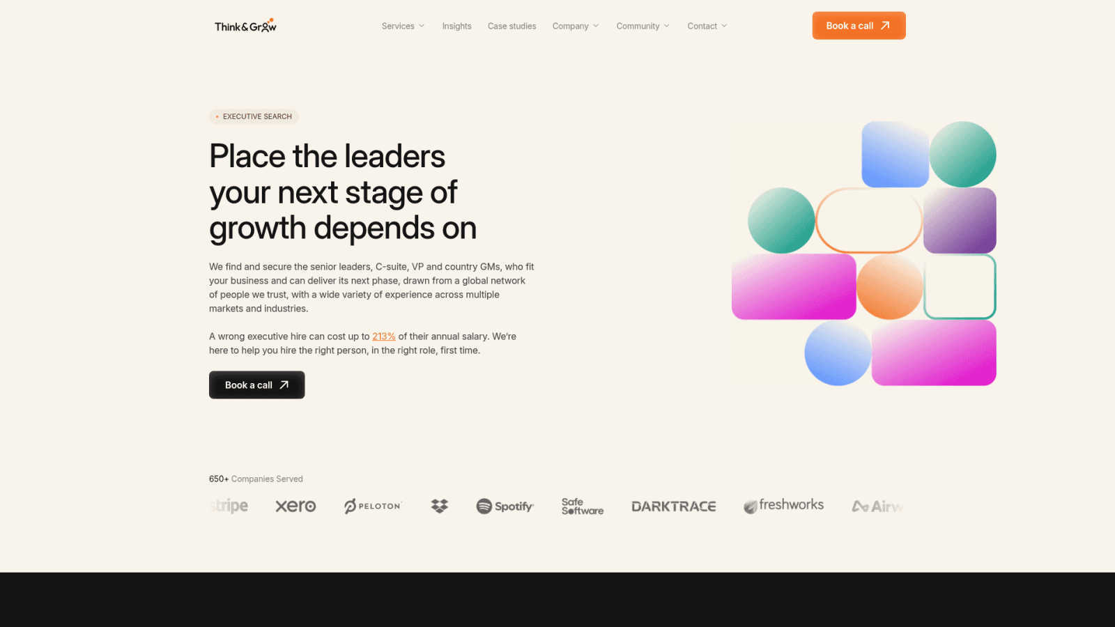 Think and Grow executive search service page