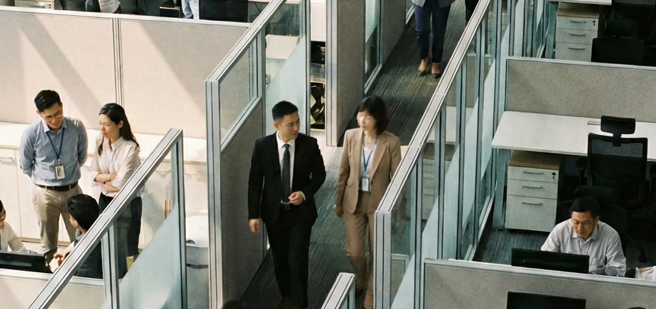 Team discussion in a corporate meeting environment