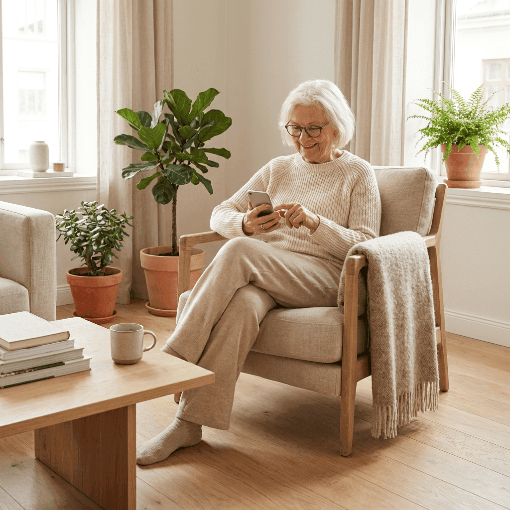 An elderly patient texts their healthcare provider.
