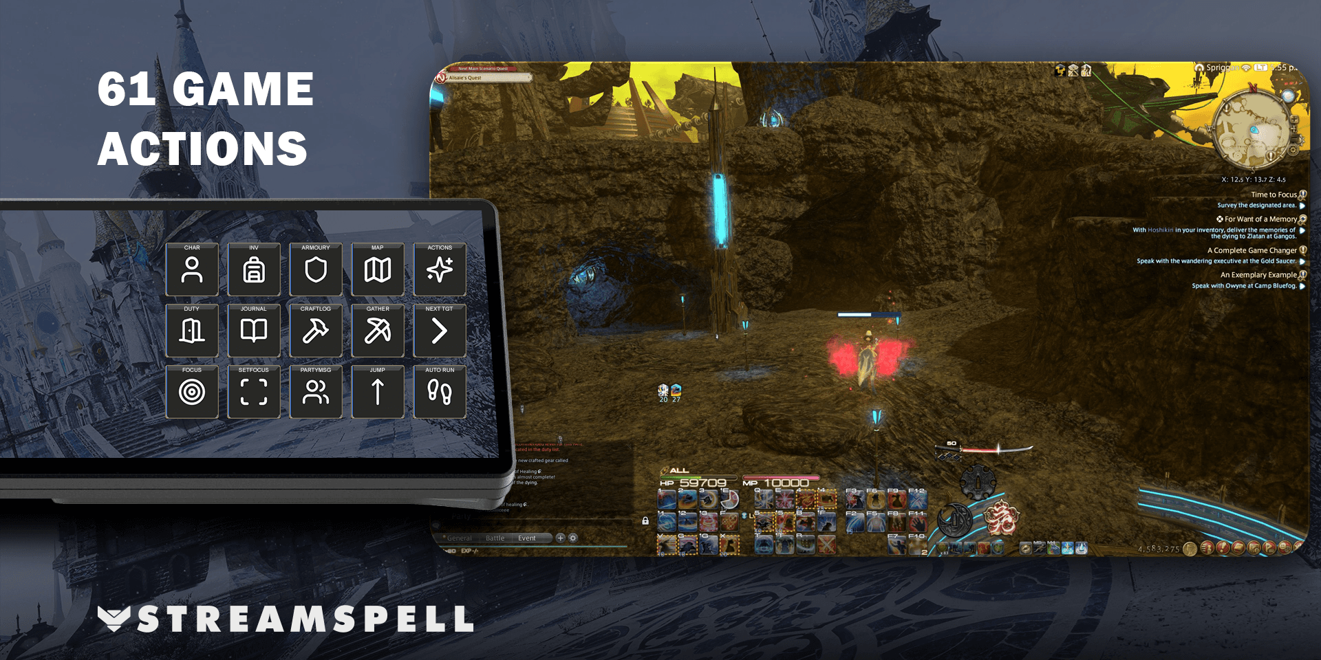 Final Fantasy XIV gameplay and selected shortcuts in the XENEON EDGE product preview
