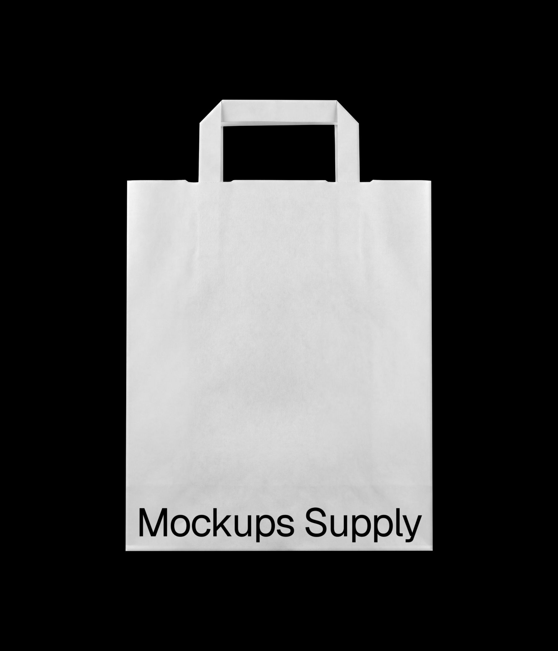 Large paper bag mockup with flat handle and custom branding download on Mockups Supply