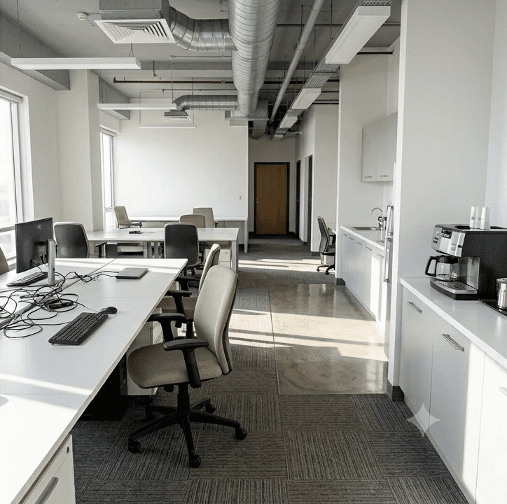After commercial cleaning workspace
