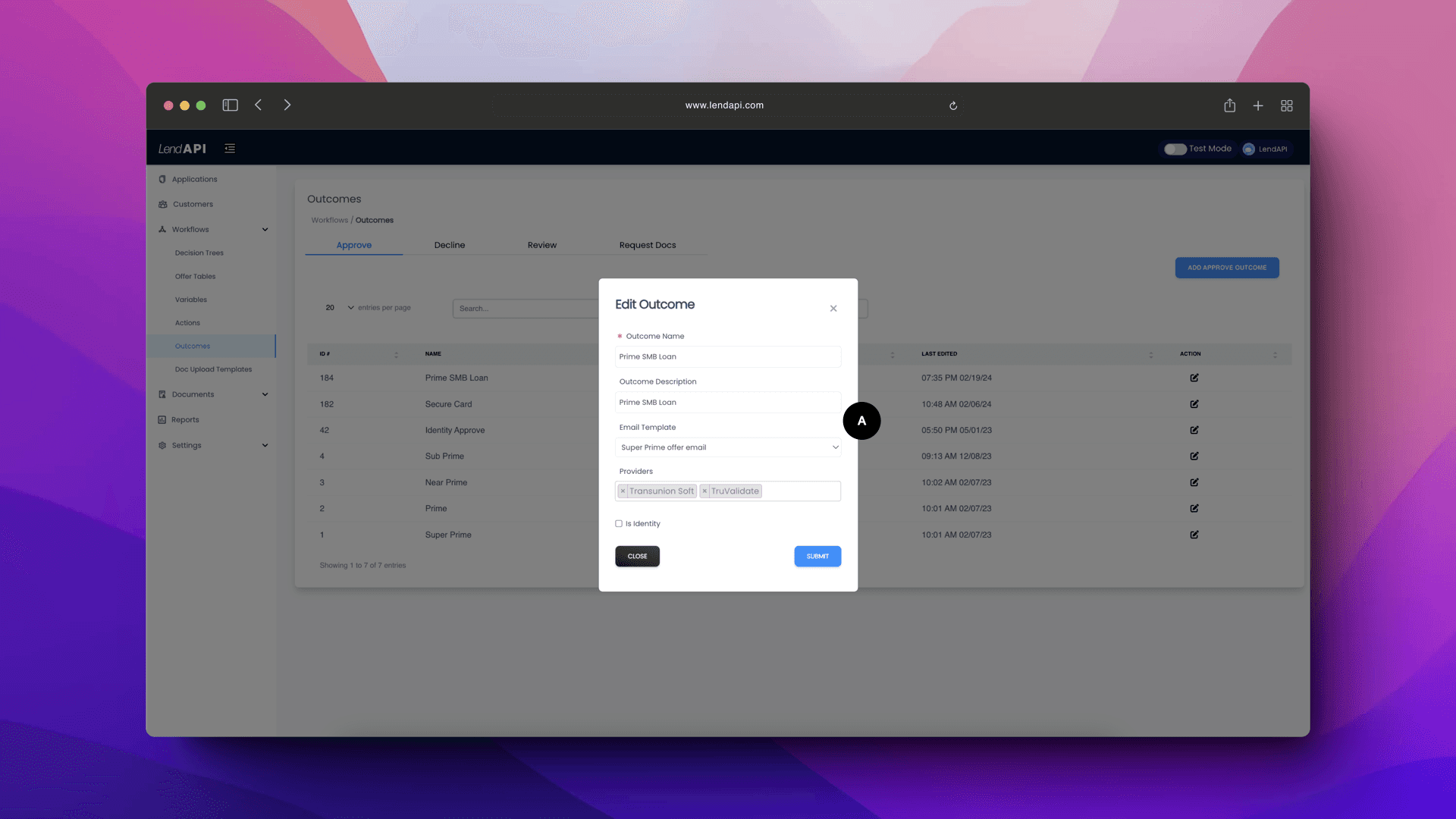 LendAPI Documentation - Decision Outcome - Add Approve Decision Outcome Cont